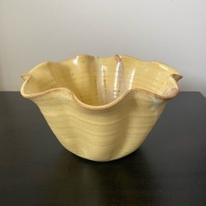 Art Pottery Fluted Handkerchief Bowl Vase Signed